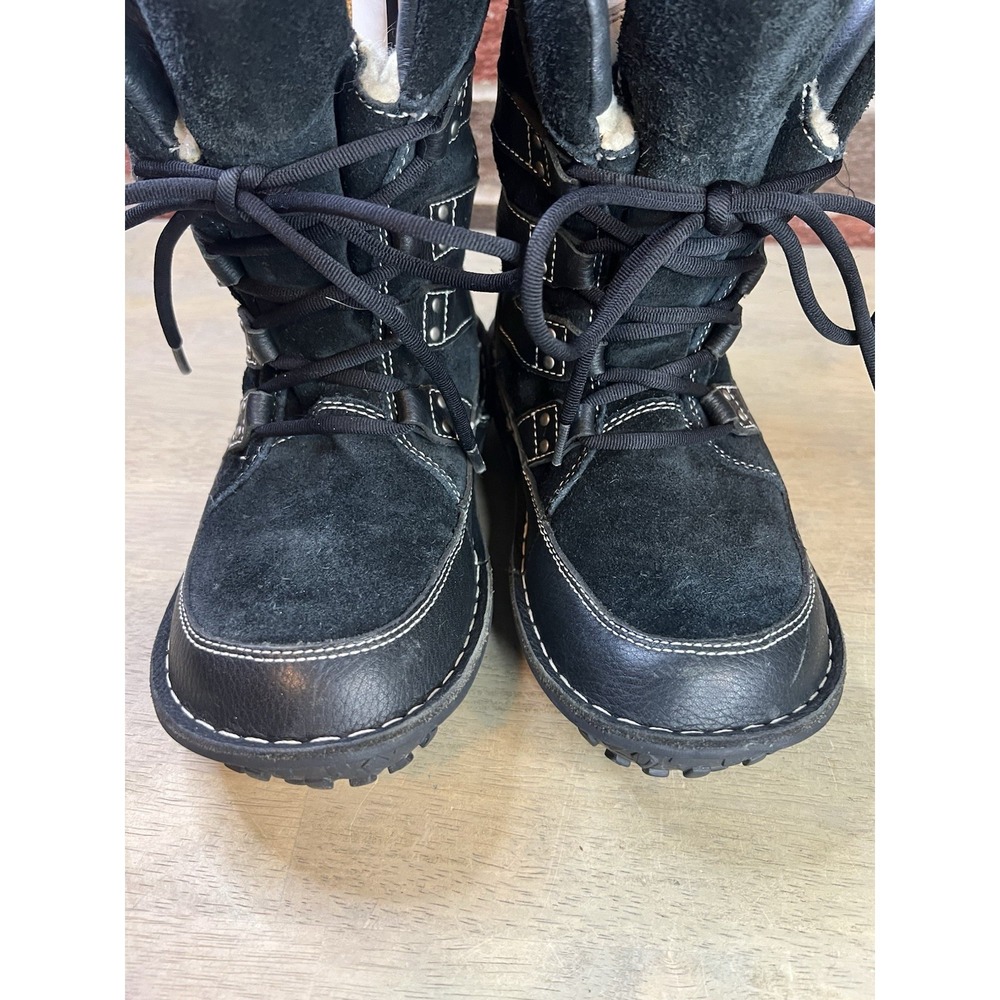 Sorel Kaya Waterproof Winter Snow Boots Womens Size 6 Black Insulated Fur Trim - Picture 4 of 9